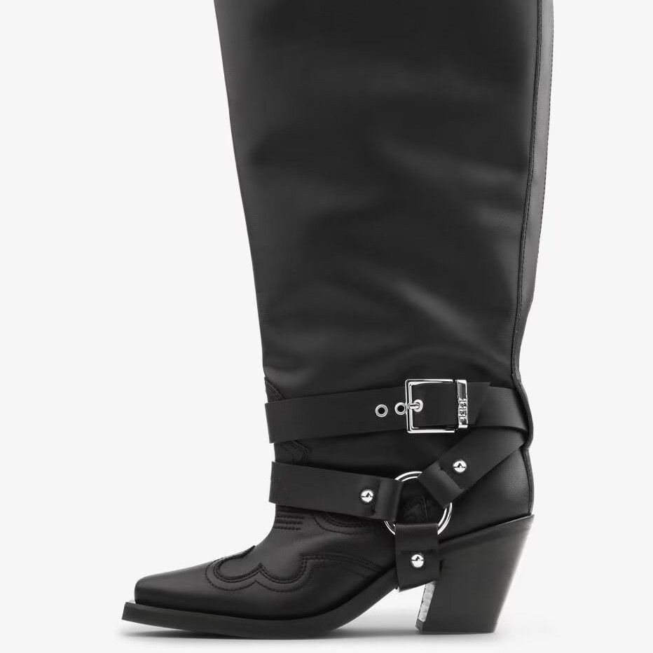 Zwart lederen kniehoge cowboyl - Leather Classic Strap recensie en prijs